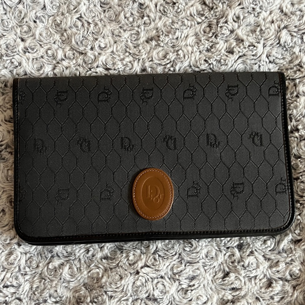 CHRISTIAN DIOR Vintage Monogram Crossbody Purse Signature Shoulder Bag Clutch CD